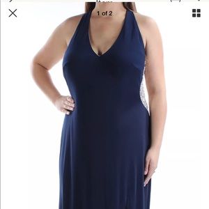 Xscape Rhinestone Navy Blue Prom Dress/Gown